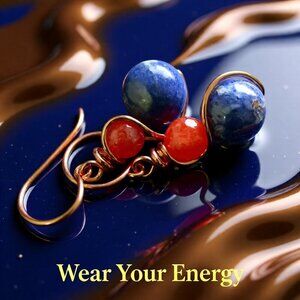 Denim Days Earrings: Sodalite, Fiery Agate & Copper Wire Wrap @ OOAK Fall Combo